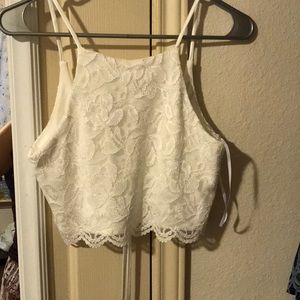 Lace White Crop Top
